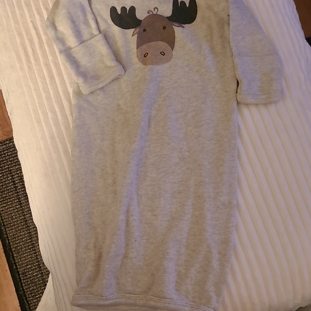 Gray Baby Gown with Moose Design